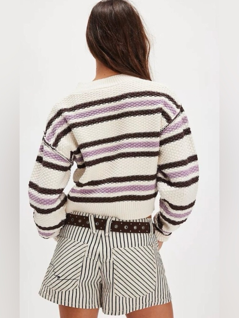 Free People Striped Cardi in Ivory Combo Size Small & Medium NWT - Picture 9 of 12